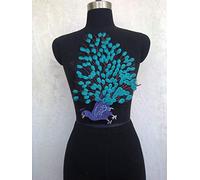 Peacock Patches Cloth Applique Raw Material for Classic Or Performing Clothes Making Blue Red Phoenix Patches (Blue)