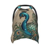 Peacock Pattern Baby Car Seat Canopy Cover, Multi Use Breathable Nursing Breastfeeding Covers for Mom Soft Stroller Sun Shade Newborn Shower Gift