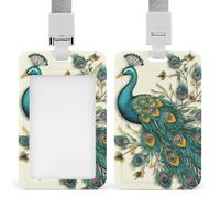 Peacock Pattern Badge Holder with Lanyard Heavy Duty Abs Plastic Card Case Id Card Name Badge Holders for Nurse Teacher Office Women Men
