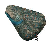 Peacock Pattern Bike Seat Cover with Drawstring, Waterproof Bicycle Seats Cushion Sun & Dust Protector, Unisex Mountain Bike Seat Rain Cover