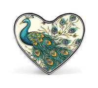Peacock Pattern Button Pin Design Your Own Personalized Pin Cute Button Badge Exquisite Heart Badge Fashion Brooch Metal Decorative Lapel Pins for Hat Clothes Backpack