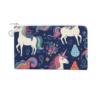 Peacock Pattern Coin Purse Canvas Wallet Cute Change Purse Small Storage Bag with Zipper, horse and Rainbow, One Size, Flowers and Animals