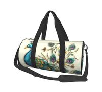 Peacock pattern Duffle Bag for Women Men Personal Item Travel Bag Canvas Weekender Overnight Bag Lightweight Sports Tote Gym Bag Carry On Luggage Bag, Black, One Size
