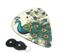 Peacock Pattern Guitar Picks 6-Pack - Pick Set (0.46mm / 0.71mm / 0.96mm) Suitable For Guitar And Ukulele Playing