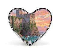 Peacock Pattern Lapel Pin Heart Brooches And Pins - Metal Badge for Shirts, Jackets, Hats | Durable Fashion Accessory & Gift for Men, Women, Events, Sea - side Castle, Love form