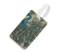 Peacock Pattern Luggage Tags with ID Card, Durable Travel Bag Tags, Waterproof Name Tag for Suitcases, Backpacks & Travel Cases White-Style