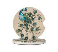 Peacock pattern Patterned Car Cup Mats (2 pack), Ceramic Material, Suitable for Car and Van Cup Holders