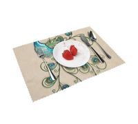 Peacock pattern Printed Placemats Set of 4 PCS Washable Placemat for Kitchen Table Heat-resistant Table Mats 45x30 CM