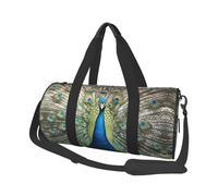 Peacock Pattern Travel Duffel Bag Sports Gym Bag, Lightweight Overnight Weekender Bag With Shoes Compartment Yoga Gym Sports Bag For Men Women