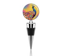 Peacock Pattern Wine Stoppers Reusable Wine Bottle Stopper Decorative Champagne Stoppers Silicone Beverage Bottle Sealer Keep Fresh, Leakproof Wines Saver for Bar Party Decor