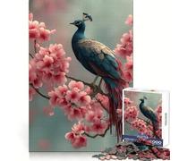Peacock Perched Among Cherry Blossoms 1000 Piece Jigsaw Puzzle for Teenagers Memory Gain Soothing Fun Design Assembly Elegant Gift (50x75cm)