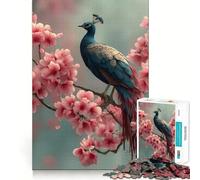 Peacock Perched Among Cherry Blossoms 1000 Piece Jigsaw Puzzle for Teenagers Memory Gain Soothing Fun Design Assembly Elegant Gift (50x75cm)