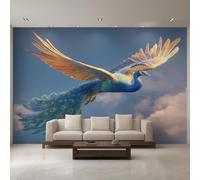 Peacock Photo Wallpaper, Peacock Feathers Bird Wallpaper Mural, 250x175cm Wall Paper for Bedroom Living Room, Non-Woven Wall Mural Room Decor EL&D54