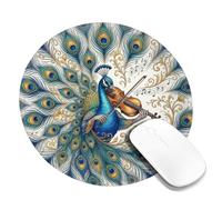 Peacock Playing Violin Art Illustrative Small Mouse Pad