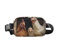 Peacock Plume Trendy Fanny Pack Waist Bag for Men Women Multipurpose Crossbody Sling Bag with Adjustable Strap, A chicken coop with hens and roosters, One Size