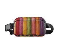 Peacock Plume Trendy Fanny Pack Waist Bag for Men Women Multipurpose Crossbody Sling Bag with Adjustable Strap, Vibrant Rainbow Popsicle, One Size