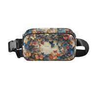 Peacock Plume Trendy Fanny Pack Waist Bag for Men Women Multipurpose Crossbody Sling Bag with Adjustable Strap, Butterflies Colorful Wildflowers, One Size
