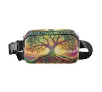 Peacock Plume Trendy Fanny Pack Waist Bag for Men Women Multipurpose Crossbody Sling Bag with Adjustable Strap, the tree colorful, One Size