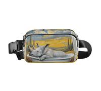 Peacock Plume Trendy Fanny Pack Waist Bag for Men Women Multipurpose Crossbody Sling Bag with Adjustable Strap, beauty rhinoceros Retro bathtub, One Size