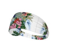 peacock Print Elastic Exercise Headband - Fashion Sports Head Wrap for Yoga, Running, Cycling, Gym, Tennis