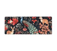 Peacock Rabbit Leaf Mouse Pad In Big Extended Non-Slip Rubber Base Mousepad With Stitched Edges Gaming Pc Desktop Large Mouse Pad 11.8x31.5
