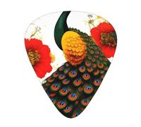 Peacock Red Flower Guitar Plectrum Set Of 12, Including 3 Thicknesses Of Plectrums For Acoustic Guitars, #Ukuleles And More.