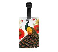 Peacock Red Flower Luggage tag Hanger Protects Privacy and is a Must-Have for Travel and is Durable