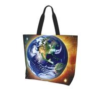 Peacock Red flower Printed tote bag, shoulder bag, suitable for travel, beach, and everyday shopping., Cosmic Earth, One Size