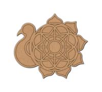 Peacock Reusable Rangoli Base Design 2 - Premium MDF & Plywood Embellishments Laser Cut Craft Shapes for Scrapbooking, Card Making, DIY Decor, Weddings & Personalized Projects