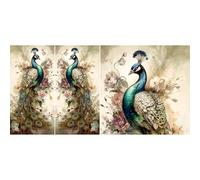 Peacock Rice Paper, 29 x29cm (2 Sheets) - 3X Images for Furniture Poster Craft Decoupage by CRAFT KREATIVELY
