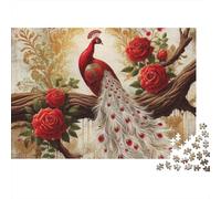 Peacock Roses 1000pc Thick Cardboard Jigsaw Puzzle for Stress Relief Seekers Christmas Gathering Home Decor Home Leisure Time Social Icebreaker 70x50cm/1000pcs