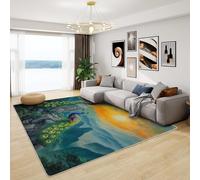 Peacock Rug Washable - Peacock Feather Rug, Asian Style Rugs for Living Room Bedroom, Washable Non Slip Soft Small Carpet, Patterned Area Rugs & Home Decor 60x90 cm