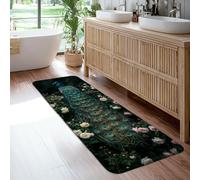 Peacock Runner Rug, Nature Elegant Roses Leaves Spring Green Low Pile Sponge Indoor Rectangle Carpet Non Shedding for Kitchen Laundry Room Doorway Entryway Decor 2x6 Ft