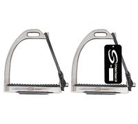 PEACOCK SAFETY IRONS FILLIS HORSE RIDING EQUESTRIAN STEEL STIRRUPS BLACK TREADS (5.0