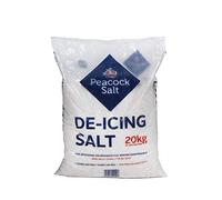 Peacock Salt 20KG Bag White De-Icing Rock Salt for Weeds Clearing Roads Paths and Driveways of Ice and Snow