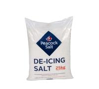 Peacock Salt 25KG Bag White De-Icing Rock Salt for Weeds Keeping Roads Paths and Driveways Clear of Ice and Snow Cleaner Than Grit