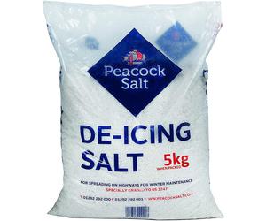 Peacock Salt 5kg White De-Icing Rock Salt for Roads, Driveways & Paths - Longer-Lasting Ice Melter, Mud-Free
