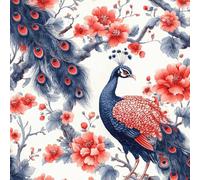 Peacock Self Adhesive Wallpaper, 3D Flowers Removable Wallpaper, Non Woven Matte Thick Wall Stick Papers, Waterproof Wall Paper, Peel and Stick Contact Paper 45X1000CM
