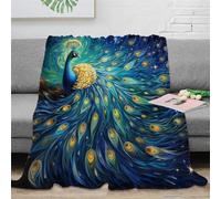 Peacock Sherpa Blanket Colour Print Fleece Throw Blanket for Sofa Bed Couch Adult 3D Fuzzy Blanket Gift Plush Blanket Room Decor 60x80inch(150x200cm)