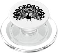 Peacock Silhouette Art Nature Exotic Bird Lover PopSockets PopGrip for MagSafe