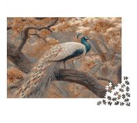 Peacock Sitting on A Tree Jigsaw Puzzles Gorgeous Tail Hanging Down Challenge Toy Educational Games Home Decoration for Adults& Teenager Age 14 Years Up 1000pcs (75x50cm)