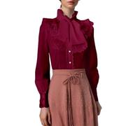 Peacock Skirt Carnival Cosplay Costumes Women's Gothic Lace Ruffled Blouse Performance Shirt Style Perfect For Daily Wear And Casual Outfits All Season Versatility(Red,XL)