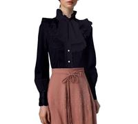 Peacock Skirt Carnival Cosplay Costumes Women's Gothic Lace Ruffled Blouse Performance Shirt Style Perfect For Daily Wear And Casual Outfits All Season Versatility(Black,M)