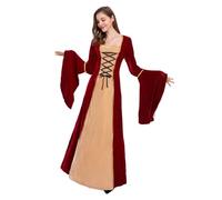 Peacock Skirt Carnival Costume Women Velvet Irish Dress Medieval Witch Costumes Costumes(Red,XL)