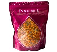 Peacock Snacks Spicy Bombay Mix Share Bag | 450 Grams | Crunchy Indian Snack Mix with Peanuts, Lentils & Noodles | Vegetarian Bold Spiced Savoury Snack | Resealable Bag Perfect for Sharing