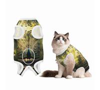 Peacock Spreading its Tail Dog Surgery Suit Recovery Suit, Breathable Full Body Dog & Cat Surgical Suit with Cute Prints, Alternative to Cone for Spay Neuter Wound Care, Male & Female Pets Large