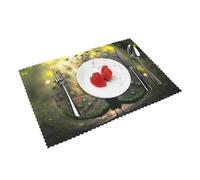 peacock spreading its tail pattern Customizable Placemats Set of 4 - Unique Table Mats for Dining Table Decor, Heat Resistant and Washable, Perfect for Spring and Easter