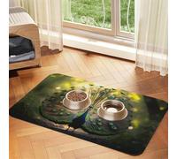 Peacock Spreading its Tail Pet Feeding Mat Dog Cat Eating Food Absorbent Leather Tablecloth for and Water Bowl Waterproof No Stains Quick Dry Non-Slip 17.72 * 11.8IN
