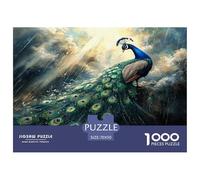 Peacock Spreads Its Tail Jigsaw Puzzles. 70x50cm/1000pcs Rain And Sunshine Through The Clouds Whimsical Challenge Toy for Educational Games Gifts