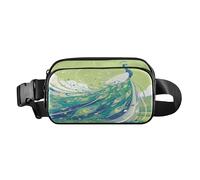 Peacock Spring Green Stylish Waist Pack Crossbody Bag for Men Women Multipurpose Sling Bag Travel Essential with Adjustable Strap for Cycling Hiking Gym, Aesthetic Fighting Fish, One Size